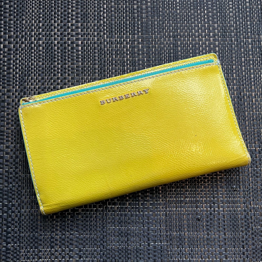 BURBERRY • Vibrant Yellow and Turquoise Wallet